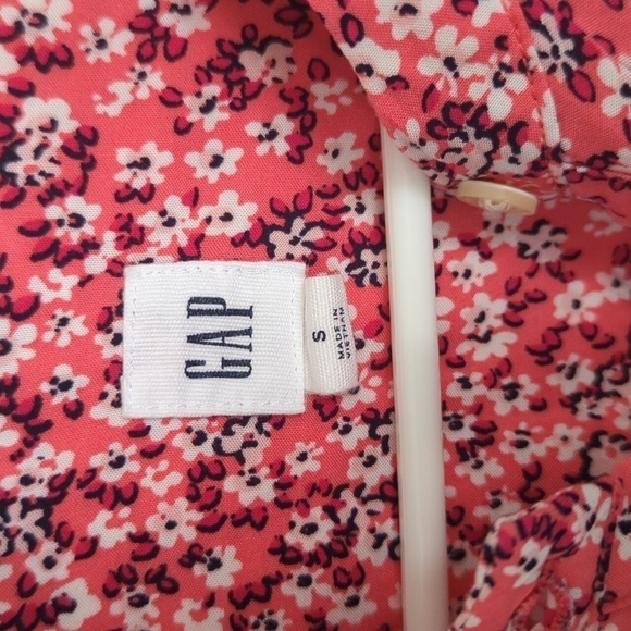 🍉 Gap Pink Microfloral Sleeveless Button Front Dress with Sash Size Small - Picture 2 of 6